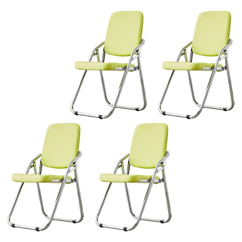 Modern Indoor-Outdoor Chair Metal Folding Armless Open Back Dining Side Chair Light Green 4 Piece Set Clearhalo ' kitchen&dining_furn' 'Dining Chairs' 'Dining Tables & Seating' 'dining_chair' 'furn' 'furn_dining_chair' 'Furniture' 'furniture_dining_chair' 'Kitchen & Dining Furniture' 'kitchen' 3955804