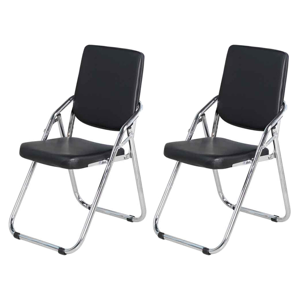 Modern Indoor-Outdoor Chair Metal Folding Armless Open Back Dining Side Chair Black 2 Piece Set Clearhalo ' kitchen&dining_furn' 'Dining Chairs' 'Dining Tables & Seating' 'dining_chair' 'furn' 'furn_dining_chair' 'Furniture' 'furniture_dining_chair' 'Kitchen & Dining Furniture' 'kitchen' 3955809