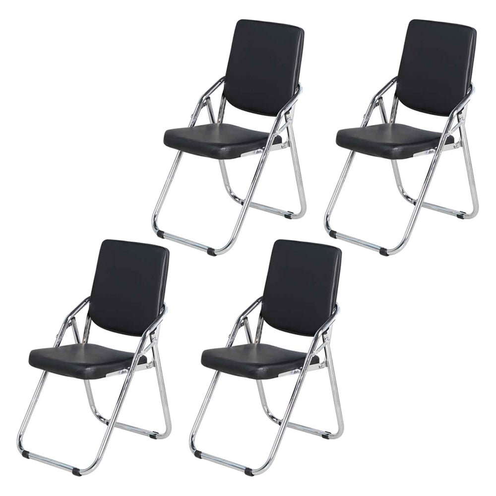 Modern Indoor-Outdoor Chair Metal Folding Armless Open Back Dining Side Chair Black 4 Piece Set Clearhalo ' kitchen&dining_furn' 'Dining Chairs' 'Dining Tables & Seating' 'dining_chair' 'furn' 'furn_dining_chair' 'Furniture' 'furniture_dining_chair' 'Kitchen & Dining Furniture' 'kitchen' 3955810