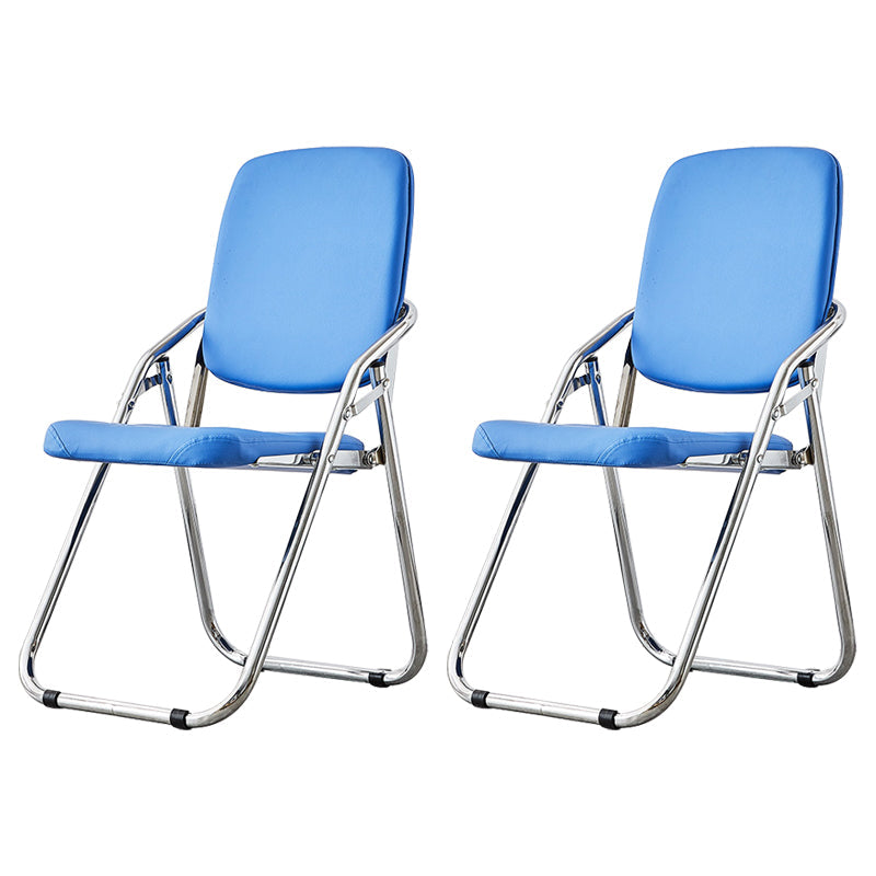 Modern Indoor-Outdoor Chair Metal Folding Armless Open Back Dining Side Chair Blue 2 Piece Set Clearhalo ' kitchen&dining_furn' 'Dining Chairs' 'Dining Tables & Seating' 'dining_chair' 'furn' 'furn_dining_chair' 'Furniture' 'furniture_dining_chair' 'Kitchen & Dining Furniture' 'kitchen' 3955815