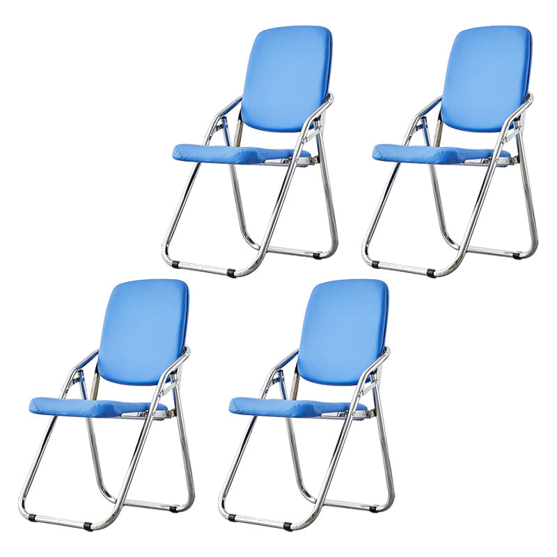 Modern Indoor-Outdoor Chair Metal Folding Armless Open Back Dining Side Chair Blue 4 Piece Set Clearhalo ' kitchen&dining_furn' 'Dining Chairs' 'Dining Tables & Seating' 'dining_chair' 'furn' 'furn_dining_chair' 'Furniture' 'furniture_dining_chair' 'Kitchen & Dining Furniture' 'kitchen' 3955816