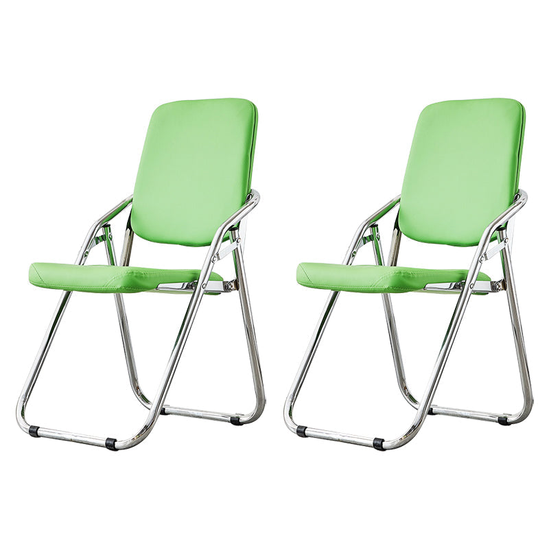 Modern Indoor-Outdoor Chair Metal Folding Armless Open Back Dining Side Chair Dark Green 2 Piece Set Clearhalo ' kitchen&dining_furn' 'Dining Chairs' 'Dining Tables & Seating' 'dining_chair' 'furn' 'furn_dining_chair' 'Furniture' 'furniture_dining_chair' 'Kitchen & Dining Furniture' 'kitchen' 3955818