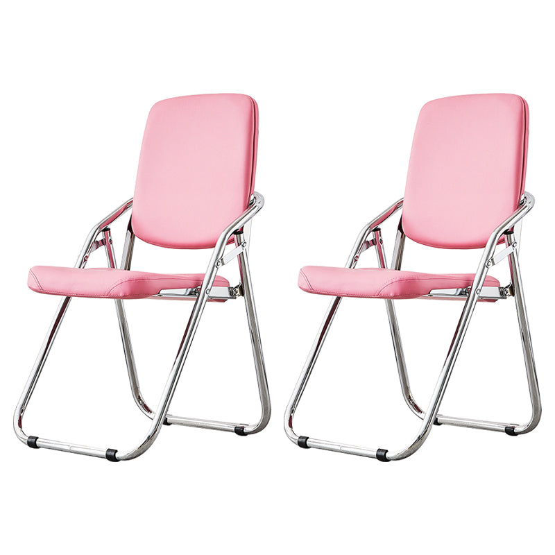 Modern Indoor-Outdoor Chair Metal Folding Armless Open Back Dining Side Chair Pink 2 Piece Set Clearhalo ' kitchen&dining_furn' 'Dining Chairs' 'Dining Tables & Seating' 'dining_chair' 'furn' 'furn_dining_chair' 'Furniture' 'furniture_dining_chair' 'Kitchen & Dining Furniture' 'kitchen' 3955821