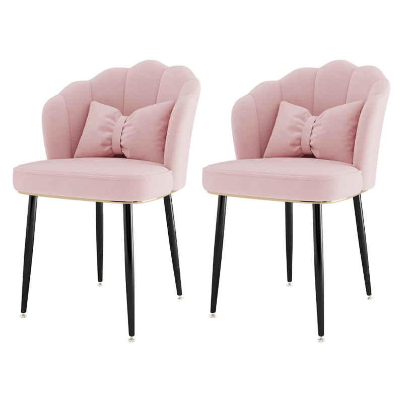Scandinavian Bedroom Upholstered Arm Chair Matte Finish Solid Back Dining Chair Pink 2 Piece Set Black Clearhalo ' kitchen&dining_furn' 'Dining Chairs' 'Dining Tables & Seating' 'dining_chair' 'furn' 'furn_dining_chair' 'Furniture' 'furniture_dining_chair' 'Kitchen & Dining Furniture' 'kitchen' 3955827