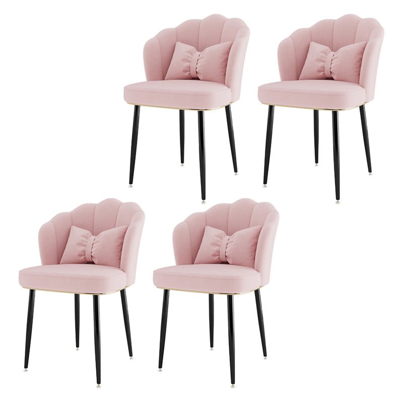 Scandinavian Bedroom Upholstered Arm Chair Matte Finish Solid Back Dining Chair Pink 4 Piece Set Black Clearhalo ' kitchen&dining_furn' 'Dining Chairs' 'Dining Tables & Seating' 'dining_chair' 'furn' 'furn_dining_chair' 'Furniture' 'furniture_dining_chair' 'Kitchen & Dining Furniture' 'kitchen' 3955828