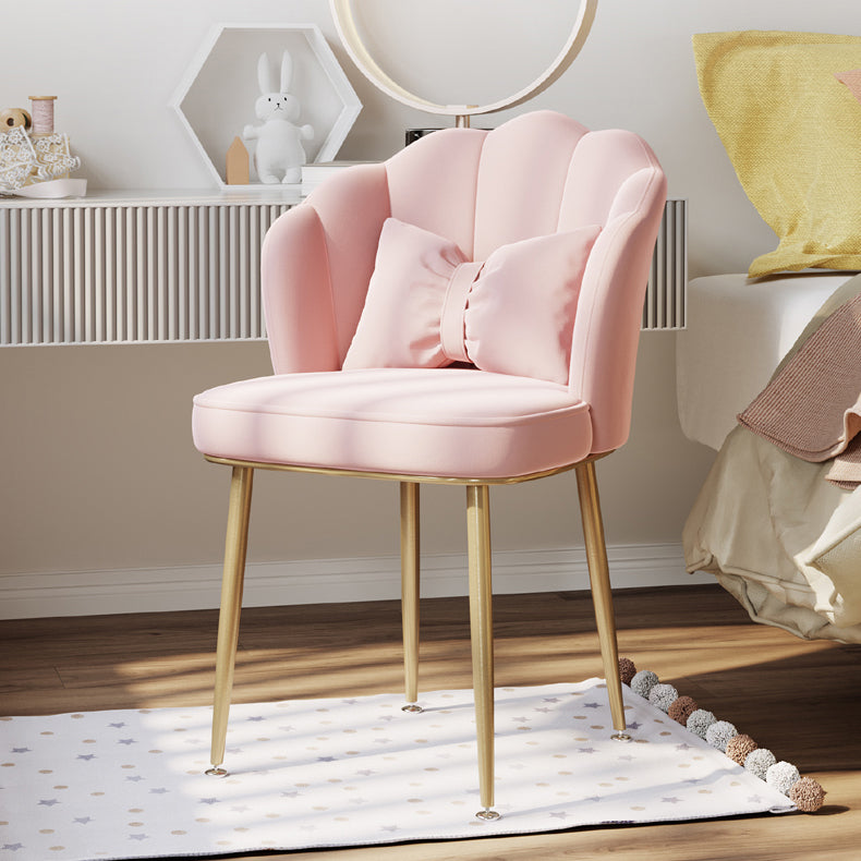 Scandinavian Bedroom Upholstered Arm Chair Matte Finish Solid Back Dining Chair Pink 1 Piece Brass Gold Clearhalo ' kitchen&dining_furn' 'Dining Chairs' 'Dining Tables & Seating' 'dining_chair' 'furn' 'furn_dining_chair' 'Furniture' 'furniture_dining_chair' 'Kitchen & Dining Furniture' 'kitchen' 3955847