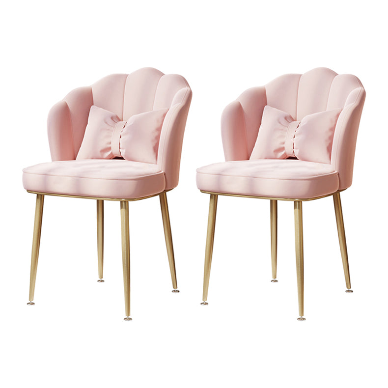 Scandinavian Bedroom Upholstered Arm Chair Matte Finish Solid Back Dining Chair Pink 2 Piece Set Brass Gold Clearhalo ' kitchen&dining_furn' 'Dining Chairs' 'Dining Tables & Seating' 'dining_chair' 'furn' 'furn_dining_chair' 'Furniture' 'furniture_dining_chair' 'Kitchen & Dining Furniture' 'kitchen' 3955848