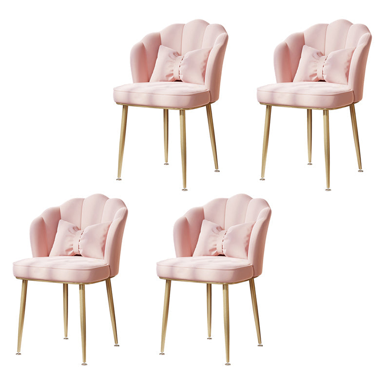 Scandinavian Bedroom Upholstered Arm Chair Matte Finish Solid Back Dining Chair Pink 4 Piece Set Brass Gold Clearhalo ' kitchen&dining_furn' 'Dining Chairs' 'Dining Tables & Seating' 'dining_chair' 'furn' 'furn_dining_chair' 'Furniture' 'furniture_dining_chair' 'Kitchen & Dining Furniture' 'kitchen' 3955849