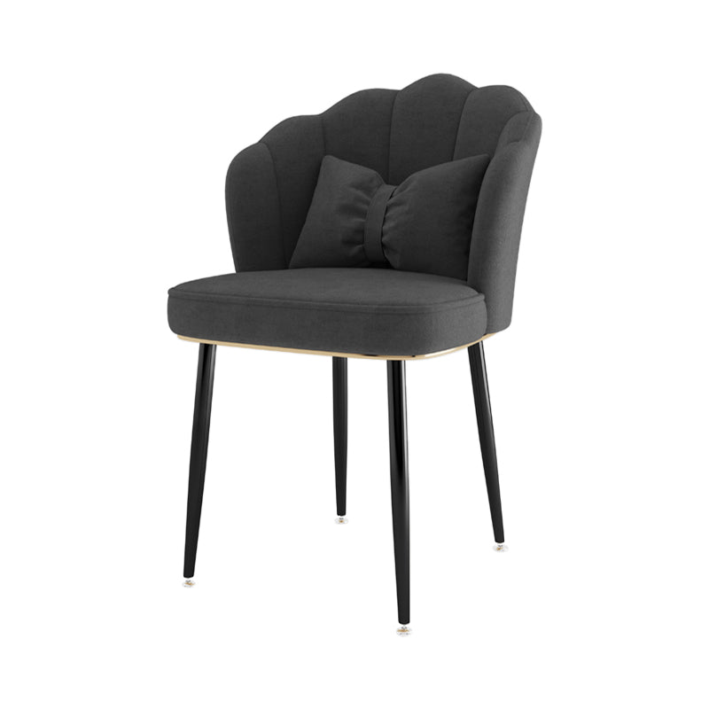 Scandinavian Bedroom Upholstered Arm Chair Matte Finish Solid Back Dining Chair Dark Gray 1 Piece Black Clearhalo ' kitchen&dining_furn' 'Dining Chairs' 'Dining Tables & Seating' 'dining_chair' 'furn' 'furn_dining_chair' 'Furniture' 'furniture_dining_chair' 'Kitchen & Dining Furniture' 'kitchen' 3955859