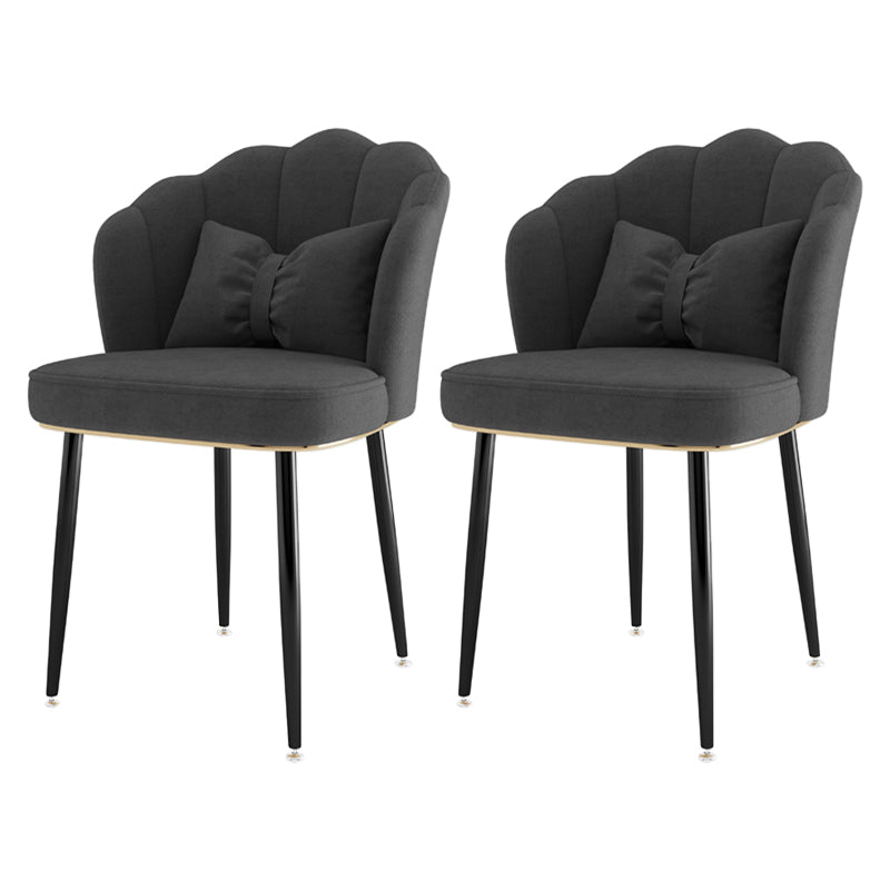 Scandinavian Bedroom Upholstered Arm Chair Matte Finish Solid Back Dining Chair Dark Gray 2 Piece Set Black Clearhalo ' kitchen&dining_furn' 'Dining Chairs' 'Dining Tables & Seating' 'dining_chair' 'furn' 'furn_dining_chair' 'Furniture' 'furniture_dining_chair' 'Kitchen & Dining Furniture' 'kitchen' 3955860