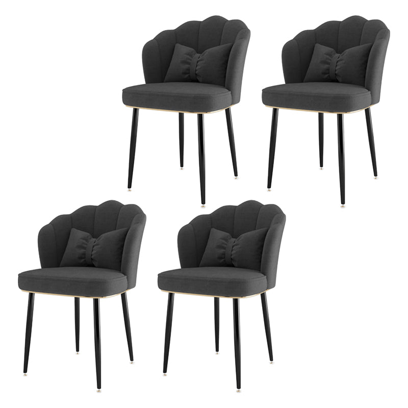 Scandinavian Bedroom Upholstered Arm Chair Matte Finish Solid Back Dining Chair Dark Gray 4 Piece Set Black Clearhalo ' kitchen&dining_furn' 'Dining Chairs' 'Dining Tables & Seating' 'dining_chair' 'furn' 'furn_dining_chair' 'Furniture' 'furniture_dining_chair' 'Kitchen & Dining Furniture' 'kitchen' 3955861