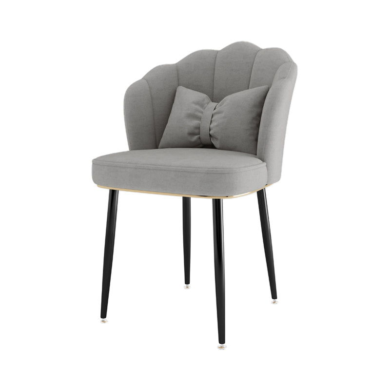 Scandinavian Bedroom Upholstered Arm Chair Matte Finish Solid Back Dining Chair Light Gray 1 Piece Black Clearhalo ' kitchen&dining_furn' 'Dining Chairs' 'Dining Tables & Seating' 'dining_chair' 'furn' 'furn_dining_chair' 'Furniture' 'furniture_dining_chair' 'Kitchen & Dining Furniture' 'kitchen' 3955865