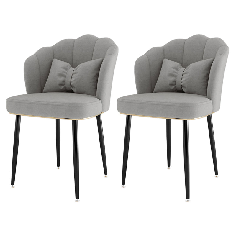 Scandinavian Bedroom Upholstered Arm Chair Matte Finish Solid Back Dining Chair Light Gray 2 Piece Set Black Clearhalo ' kitchen&dining_furn' 'Dining Chairs' 'Dining Tables & Seating' 'dining_chair' 'furn' 'furn_dining_chair' 'Furniture' 'furniture_dining_chair' 'Kitchen & Dining Furniture' 'kitchen' 3955866