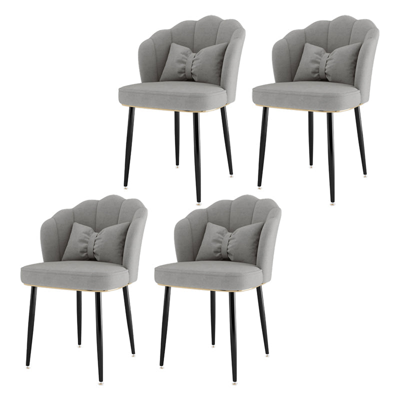 Scandinavian Bedroom Upholstered Arm Chair Matte Finish Solid Back Dining Chair Light Gray 4 Piece Set Black Clearhalo ' kitchen&dining_furn' 'Dining Chairs' 'Dining Tables & Seating' 'dining_chair' 'furn' 'furn_dining_chair' 'Furniture' 'furniture_dining_chair' 'Kitchen & Dining Furniture' 'kitchen' 3955867