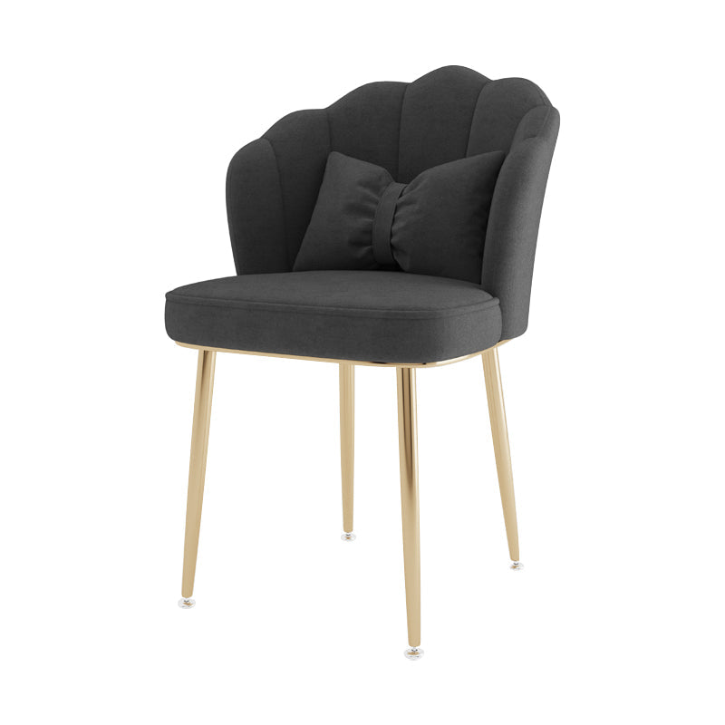 Scandinavian Bedroom Upholstered Arm Chair Matte Finish Solid Back Dining Chair Dark Gray 1 Piece Brass Gold Clearhalo ' kitchen&dining_furn' 'Dining Chairs' 'Dining Tables & Seating' 'dining_chair' 'furn' 'furn_dining_chair' 'Furniture' 'furniture_dining_chair' 'Kitchen & Dining Furniture' 'kitchen' 3955868