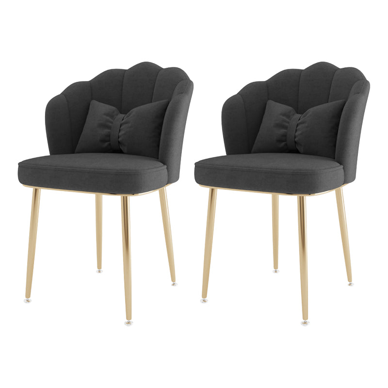Scandinavian Bedroom Upholstered Arm Chair Matte Finish Solid Back Dining Chair Dark Gray 2 Piece Set Brass Gold Clearhalo ' kitchen&dining_furn' 'Dining Chairs' 'Dining Tables & Seating' 'dining_chair' 'furn' 'furn_dining_chair' 'Furniture' 'furniture_dining_chair' 'Kitchen & Dining Furniture' 'kitchen' 3955869