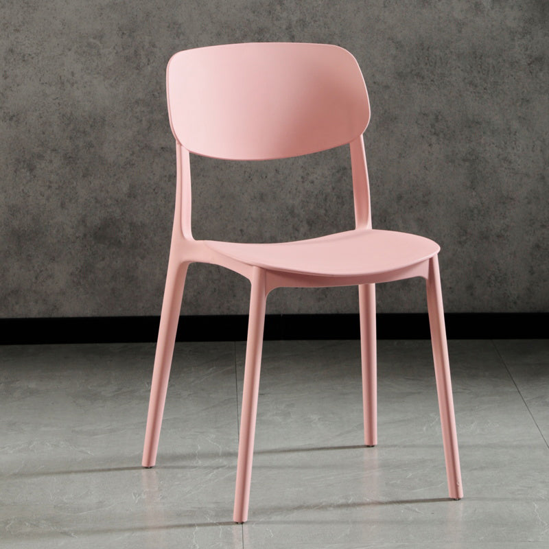 Modern Indoor-Outdoor Plastic Side Chair Open Back Dining Side Chair Pink 1 Piece Clearhalo ' kitchen&dining_furn' 'Dining Chairs' 'Dining Tables & Seating' 'dining_chair' 'furn' 'furn_dining_chair' 'Furniture' 'furniture_dining_chair' 'Kitchen & Dining Furniture' 'kitchen' 3955884