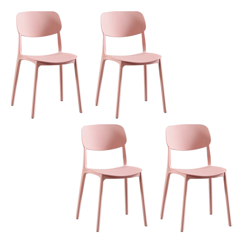 Modern Indoor-Outdoor Plastic Side Chair Open Back Dining Side Chair Pink 4 Piece Set Clearhalo ' kitchen&dining_furn' 'Dining Chairs' 'Dining Tables & Seating' 'dining_chair' 'furn' 'furn_dining_chair' 'Furniture' 'furniture_dining_chair' 'Kitchen & Dining Furniture' 'kitchen' 3955889