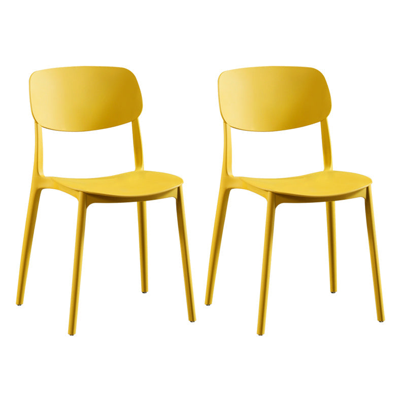 Modern Indoor-Outdoor Plastic Side Chair Open Back Dining Side Chair Yellow 2 Piece Set Clearhalo ' kitchen&dining_furn' 'Dining Chairs' 'Dining Tables & Seating' 'dining_chair' 'furn' 'furn_dining_chair' 'Furniture' 'furniture_dining_chair' 'Kitchen & Dining Furniture' 'kitchen' 3955893