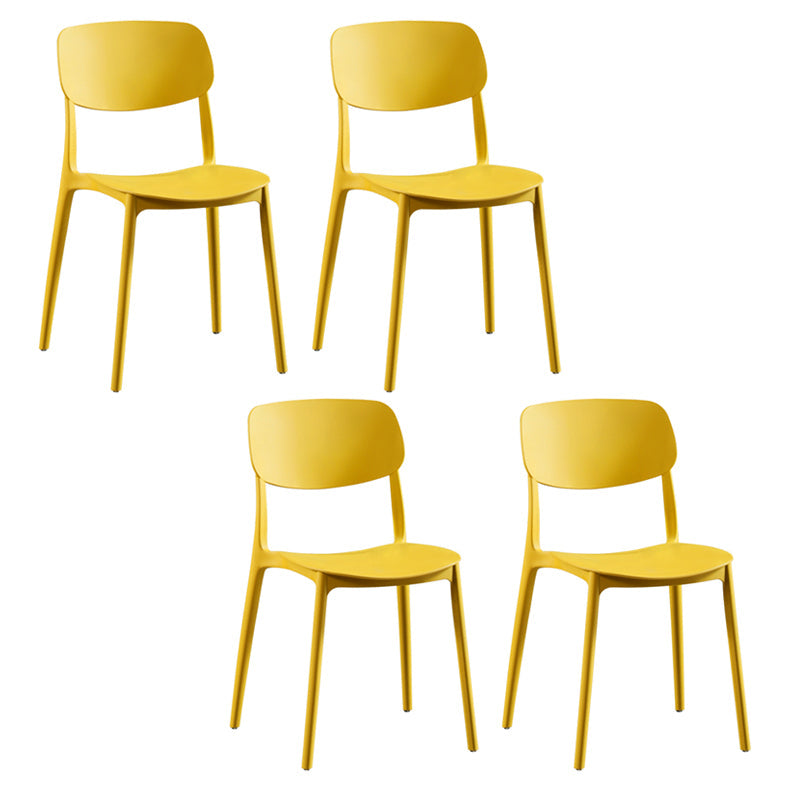 Modern Indoor-Outdoor Plastic Side Chair Open Back Dining Side Chair Yellow 4 Piece Set Clearhalo ' kitchen&dining_furn' 'Dining Chairs' 'Dining Tables & Seating' 'dining_chair' 'furn' 'furn_dining_chair' 'Furniture' 'furniture_dining_chair' 'Kitchen & Dining Furniture' 'kitchen' 3955895
