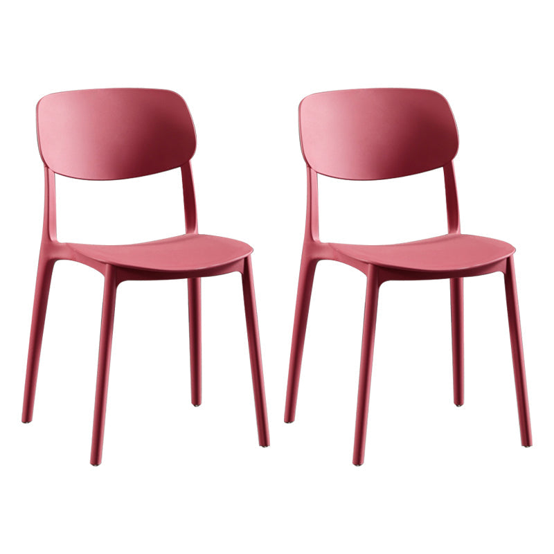 Modern Indoor-Outdoor Plastic Side Chair Open Back Dining Side Chair Red 2 Piece Set Clearhalo ' kitchen&dining_furn' 'Dining Chairs' 'Dining Tables & Seating' 'dining_chair' 'furn' 'furn_dining_chair' 'Furniture' 'furniture_dining_chair' 'Kitchen & Dining Furniture' 'kitchen' 3955905