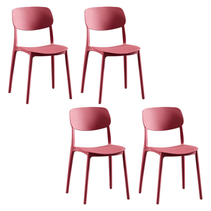 Modern Indoor-Outdoor Plastic Side Chair Open Back Dining Side Chair Red 4 Piece Set Clearhalo ' kitchen&dining_furn' 'Dining Chairs' 'Dining Tables & Seating' 'dining_chair' 'furn' 'furn_dining_chair' 'Furniture' 'furniture_dining_chair' 'Kitchen & Dining Furniture' 'kitchen' 3955906