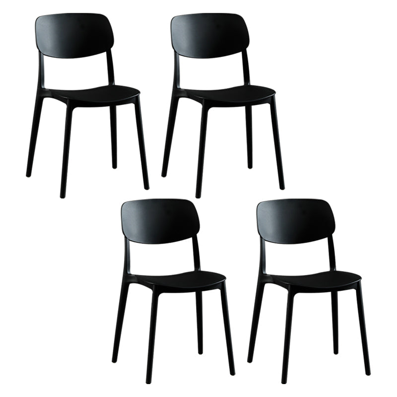 Modern Indoor-Outdoor Plastic Side Chair Open Back Dining Side Chair Black 4 Piece Set Clearhalo ' kitchen&dining_furn' 'Dining Chairs' 'Dining Tables & Seating' 'dining_chair' 'furn' 'furn_dining_chair' 'Furniture' 'furniture_dining_chair' 'Kitchen & Dining Furniture' 'kitchen' 3955909
