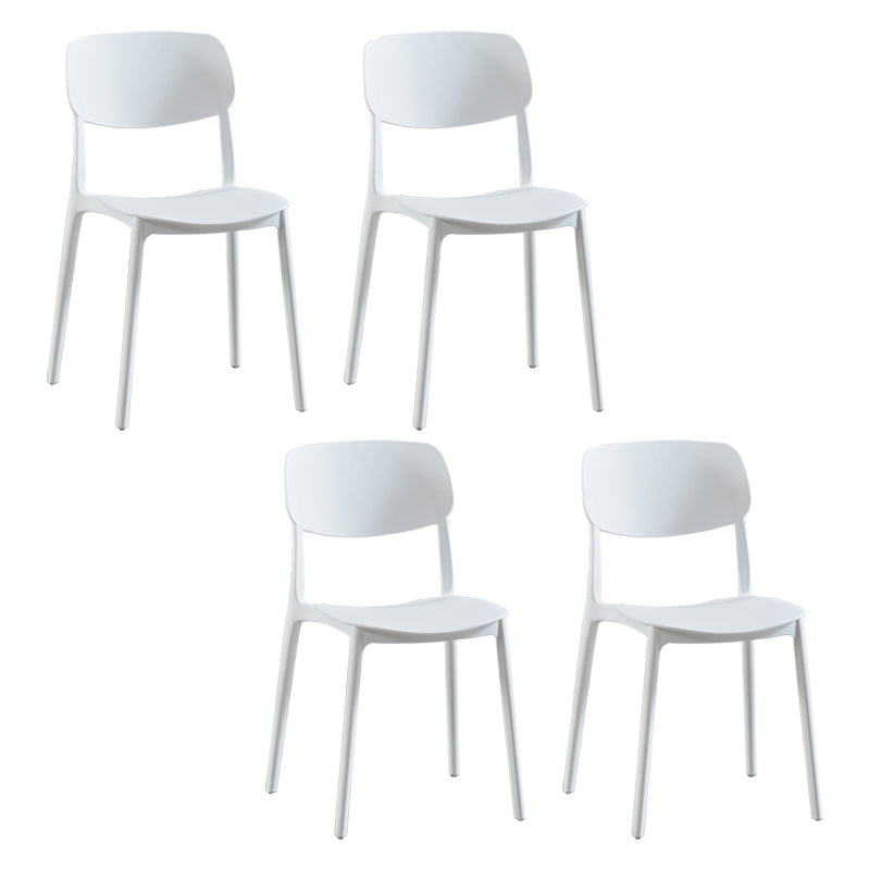Modern Indoor-Outdoor Plastic Side Chair Open Back Dining Side Chair White 4 Piece Set Clearhalo ' kitchen&dining_furn' 'Dining Chairs' 'Dining Tables & Seating' 'dining_chair' 'furn' 'furn_dining_chair' 'Furniture' 'furniture_dining_chair' 'Kitchen & Dining Furniture' 'kitchen' 3955912