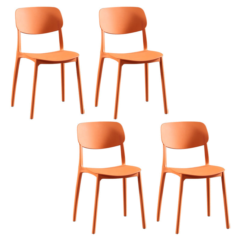 Modern Indoor-Outdoor Plastic Side Chair Open Back Dining Side Chair Orange 4 Piece Set Clearhalo ' kitchen&dining_furn' 'Dining Chairs' 'Dining Tables & Seating' 'dining_chair' 'furn' 'furn_dining_chair' 'Furniture' 'furniture_dining_chair' 'Kitchen & Dining Furniture' 'kitchen' 3955915