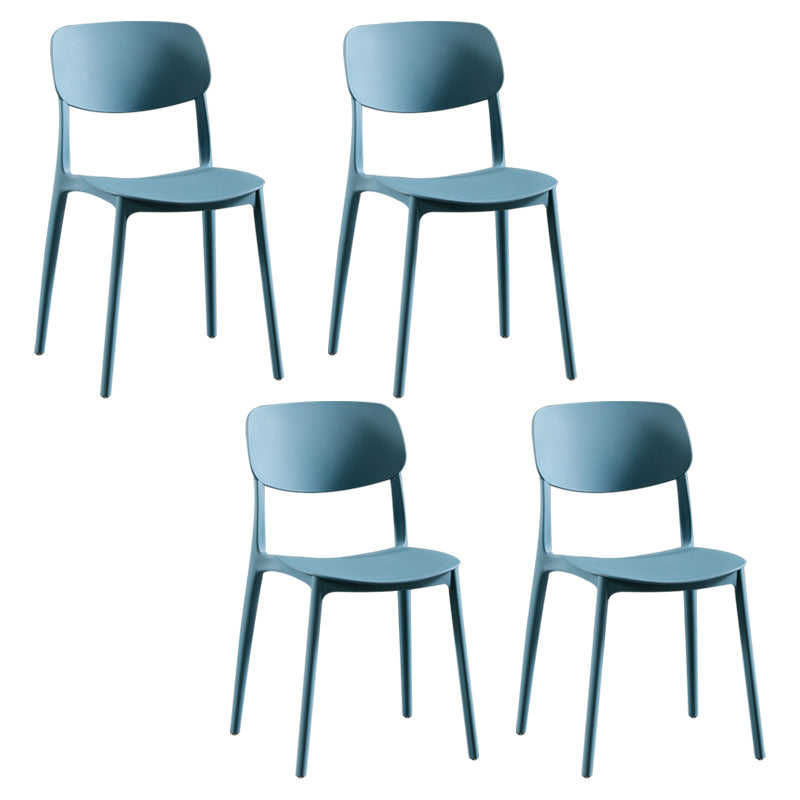Modern Indoor-Outdoor Plastic Side Chair Open Back Dining Side Chair Blue 4 Piece Set Clearhalo ' kitchen&dining_furn' 'Dining Chairs' 'Dining Tables & Seating' 'dining_chair' 'furn' 'furn_dining_chair' 'Furniture' 'furniture_dining_chair' 'Kitchen & Dining Furniture' 'kitchen' 3955918