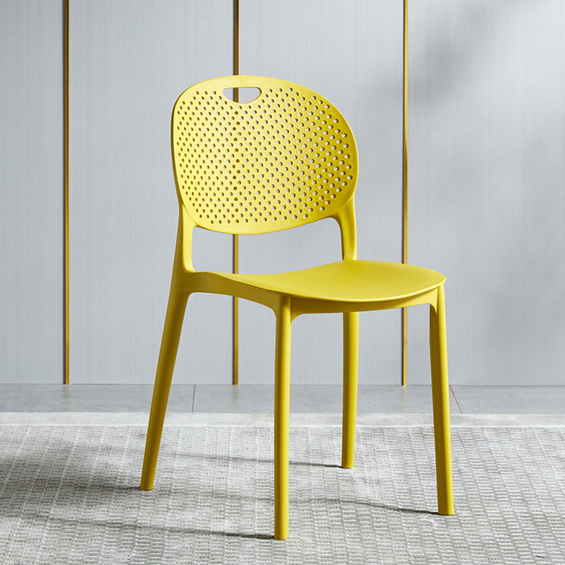 Contemporary Plastic Side Chair Home Stackable Armless Open Back Dining Side Chair Ginger 1 Piece Clearhalo ' kitchen&dining_furn' 'Dining Chairs' 'Dining Tables & Seating' 'dining_chair' 'furn' 'furn_dining_chair' 'Furniture' 'furniture_dining_chair' 'Kitchen & Dining Furniture' 'kitchen' 3955921