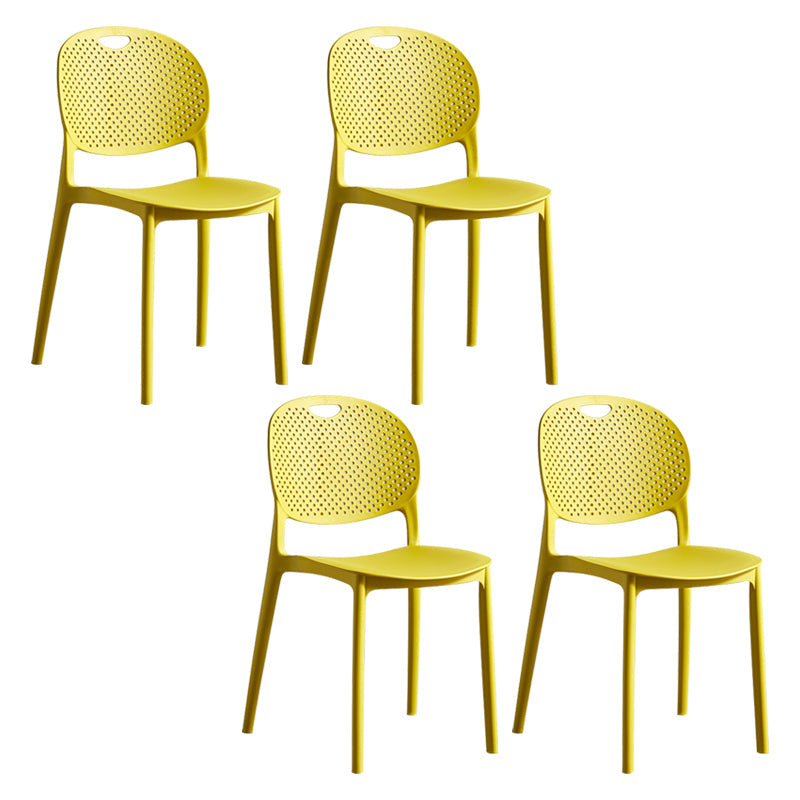 Contemporary Plastic Side Chair Home Stackable Armless Open Back Dining Side Chair Ginger 4 Piece Set Clearhalo ' kitchen&dining_furn' 'Dining Chairs' 'Dining Tables & Seating' 'dining_chair' 'furn' 'furn_dining_chair' 'Furniture' 'furniture_dining_chair' 'Kitchen & Dining Furniture' 'kitchen' 3955924