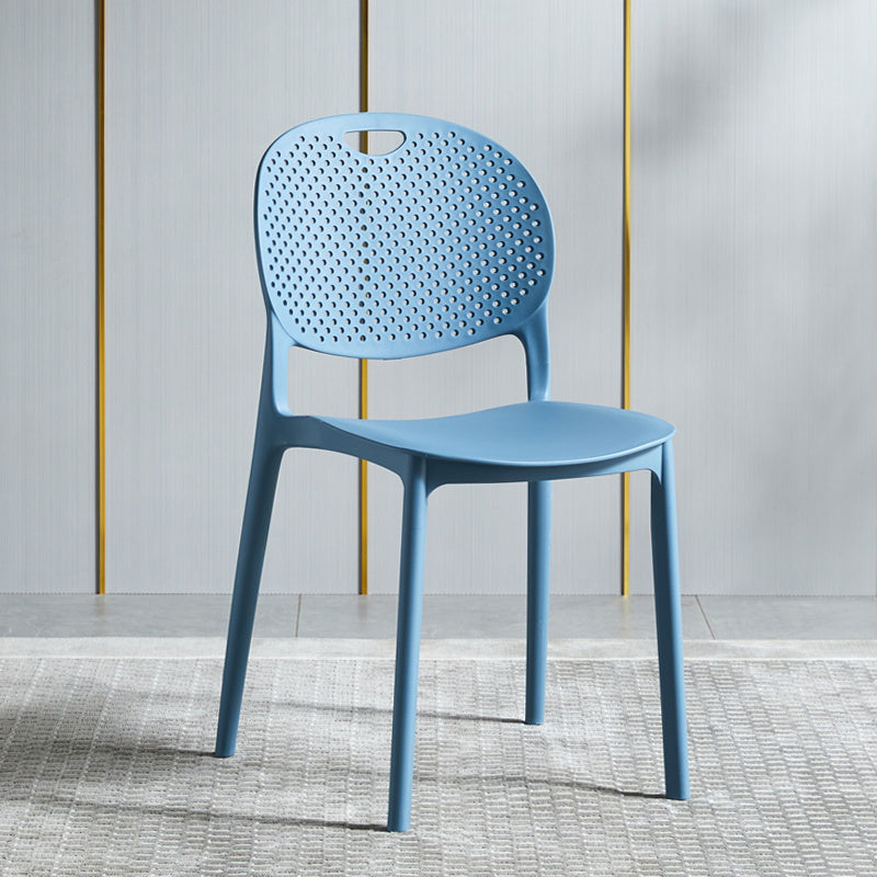 Contemporary Plastic Side Chair Home Stackable Armless Open Back Dining Side Chair Light Blue 1 Piece Clearhalo ' kitchen&dining_furn' 'Dining Chairs' 'Dining Tables & Seating' 'dining_chair' 'furn' 'furn_dining_chair' 'Furniture' 'furniture_dining_chair' 'Kitchen & Dining Furniture' 'kitchen' 3955926
