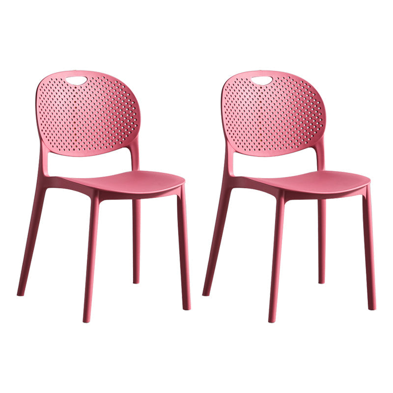 Contemporary Plastic Side Chair Home Stackable Armless Open Back Dining Side Chair Red 2 Piece Set Clearhalo ' kitchen&dining_furn' 'Dining Chairs' 'Dining Tables & Seating' 'dining_chair' 'furn' 'furn_dining_chair' 'Furniture' 'furniture_dining_chair' 'Kitchen & Dining Furniture' 'kitchen' 3955941