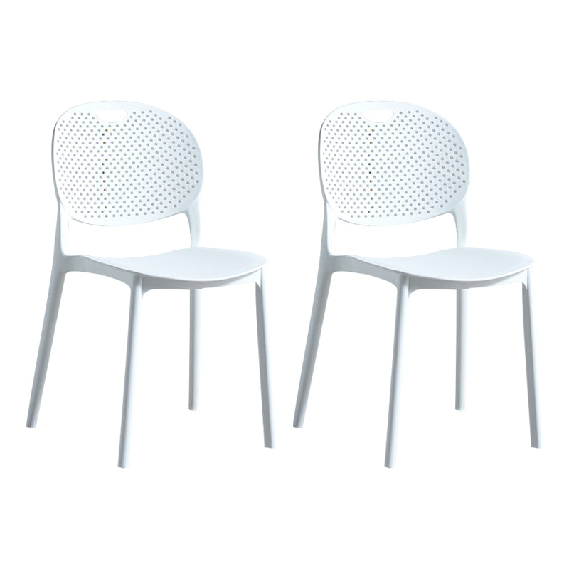 Contemporary Plastic Side Chair Home Stackable Armless Open Back Dining Side Chair White 2 Piece Set Clearhalo ' kitchen&dining_furn' 'Dining Chairs' 'Dining Tables & Seating' 'dining_chair' 'furn' 'furn_dining_chair' 'Furniture' 'furniture_dining_chair' 'Kitchen & Dining Furniture' 'kitchen' 3955945