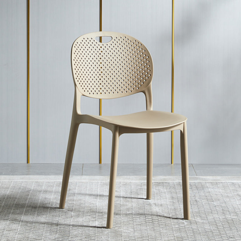Contemporary Plastic Side Chair Home Stackable Armless Open Back Dining Side Chair Camel 1 Piece Clearhalo ' kitchen&dining_furn' 'Dining Chairs' 'Dining Tables & Seating' 'dining_chair' 'furn' 'furn_dining_chair' 'Furniture' 'furniture_dining_chair' 'Kitchen & Dining Furniture' 'kitchen' 3955947
