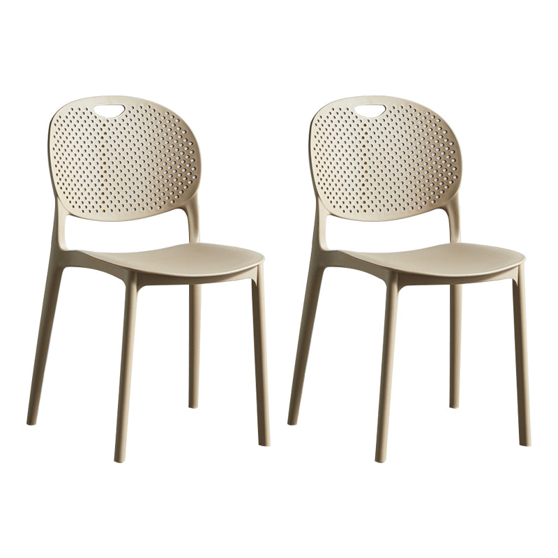 Contemporary Plastic Side Chair Home Stackable Armless Open Back Dining Side Chair Camel 2 Piece Set Clearhalo ' kitchen&dining_furn' 'Dining Chairs' 'Dining Tables & Seating' 'dining_chair' 'furn' 'furn_dining_chair' 'Furniture' 'furniture_dining_chair' 'Kitchen & Dining Furniture' 'kitchen' 3955948