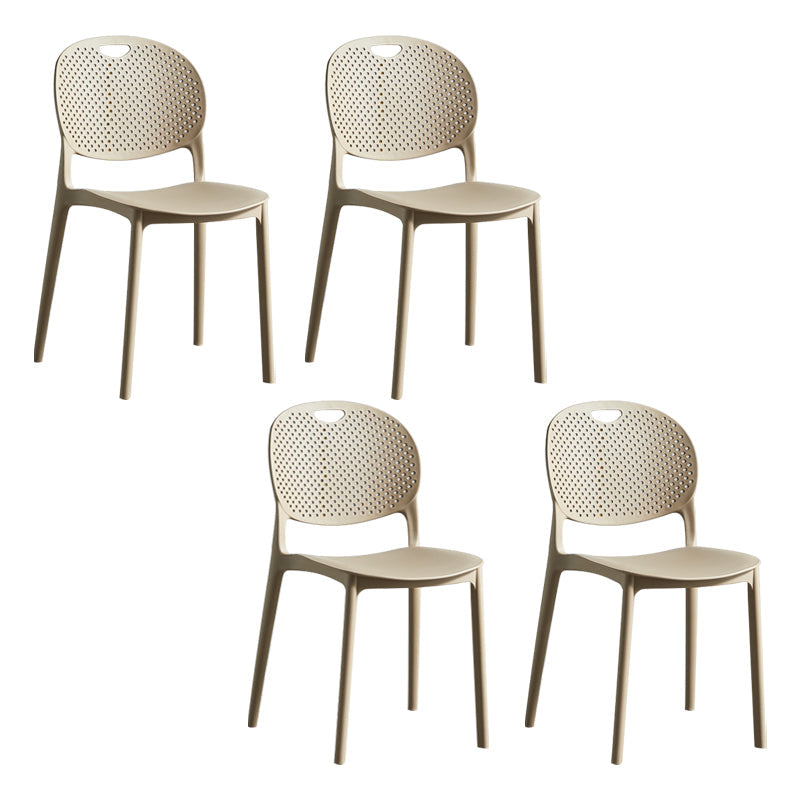Contemporary Plastic Side Chair Home Stackable Armless Open Back Dining Side Chair Camel 4 Piece Set Clearhalo ' kitchen&dining_furn' 'Dining Chairs' 'Dining Tables & Seating' 'dining_chair' 'furn' 'furn_dining_chair' 'Furniture' 'furniture_dining_chair' 'Kitchen & Dining Furniture' 'kitchen' 3955949