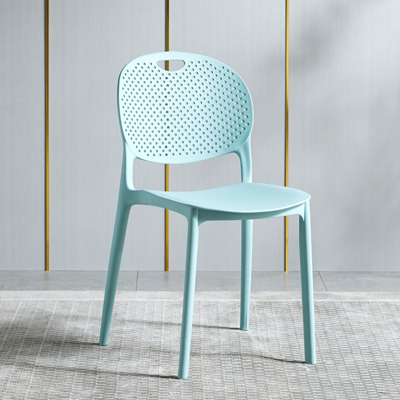 Contemporary Plastic Side Chair Home Stackable Armless Open Back Dining Side Chair Light Green 1 Piece Clearhalo ' kitchen&dining_furn' 'Dining Chairs' 'Dining Tables & Seating' 'dining_chair' 'furn' 'furn_dining_chair' 'Furniture' 'furniture_dining_chair' 'Kitchen & Dining Furniture' 'kitchen' 3955953