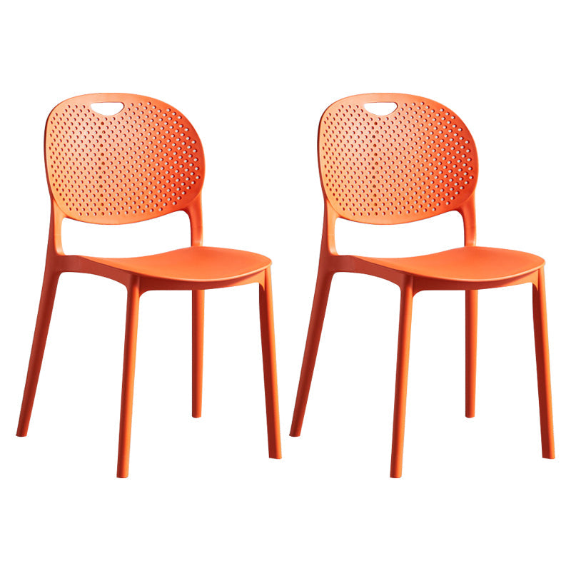 Contemporary Plastic Side Chair Home Stackable Armless Open Back Dining Side Chair Orange 2 Piece Set Clearhalo ' kitchen&dining_furn' 'Dining Chairs' 'Dining Tables & Seating' 'dining_chair' 'furn' 'furn_dining_chair' 'Furniture' 'furniture_dining_chair' 'Kitchen & Dining Furniture' 'kitchen' 3955960