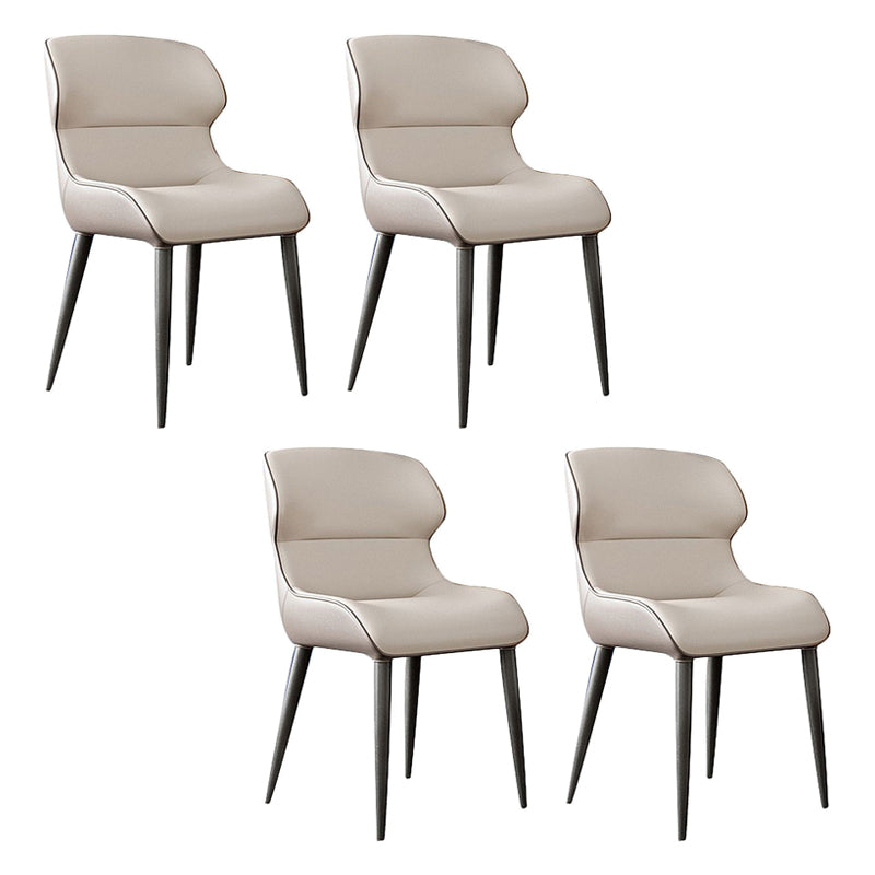 Modern Style Metal Chairs Kitchen Dining Room Wingback Arm Chair Set (Set of 4) Gray-White PU Clearhalo ' kitchen&dining_furn' 'Dining Chairs' 'Dining Tables & Seating' 'dining_chair' 'furn' 'furn_dining_chair' 'Furniture' 'furniture_dining_chair' 'Kitchen & Dining Furniture' 'kitchen' 3955965