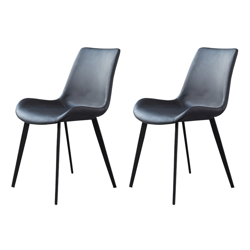 Contemporary Restaurant Leather Side Chair Matte Finish Parsons Dining Chairs Black 2 Piece Set Clearhalo ' kitchen&dining_furn' 'Dining Chairs' 'Dining Tables & Seating' 'dining_chair' 'furn' 'furn_dining_chair' 'Furniture' 'furniture_dining_chair' 'Kitchen & Dining Furniture' 'kitchen' 3955976