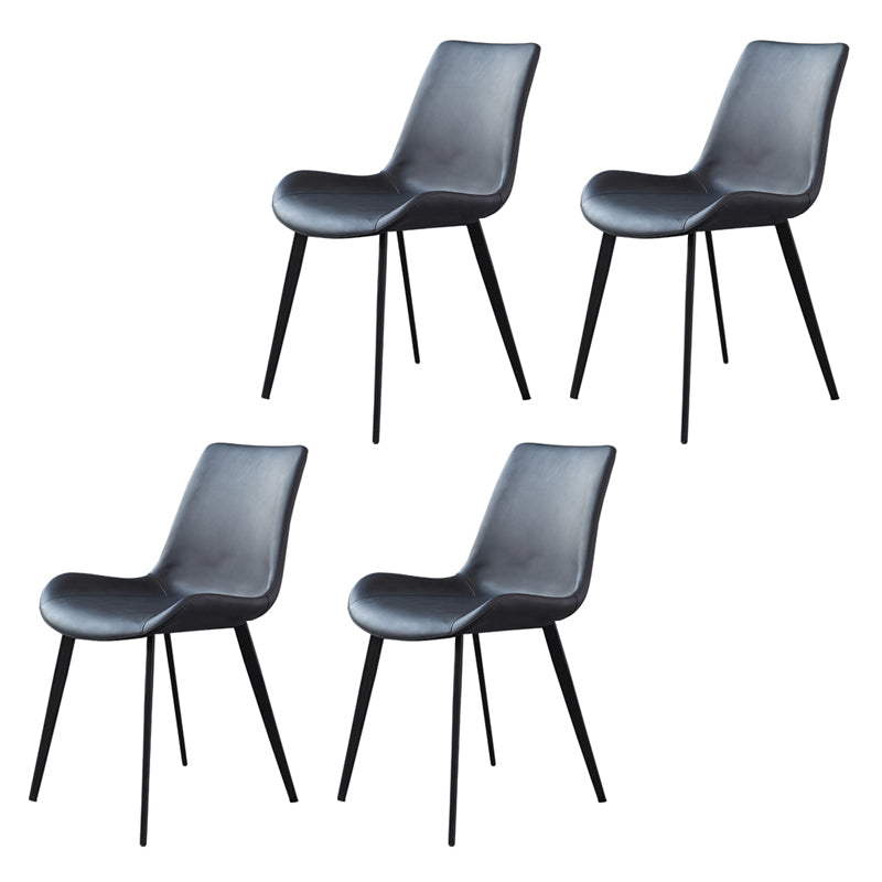 Contemporary Restaurant Leather Side Chair Matte Finish Parsons Dining Chairs Black 4 Piece Set Clearhalo ' kitchen&dining_furn' 'Dining Chairs' 'Dining Tables & Seating' 'dining_chair' 'furn' 'furn_dining_chair' 'Furniture' 'furniture_dining_chair' 'Kitchen & Dining Furniture' 'kitchen' 3955978