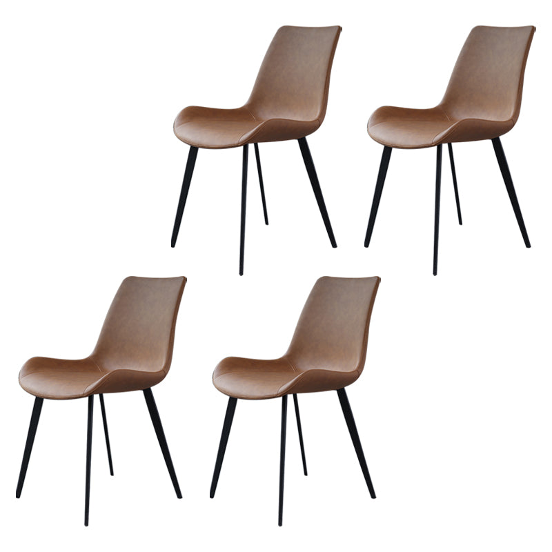 Contemporary Restaurant Leather Side Chair Matte Finish Parsons Dining Chairs Brown 4 Piece Set Clearhalo ' kitchen&dining_furn' 'Dining Chairs' 'Dining Tables & Seating' 'dining_chair' 'furn' 'furn_dining_chair' 'Furniture' 'furniture_dining_chair' 'Kitchen & Dining Furniture' 'kitchen' 3955984