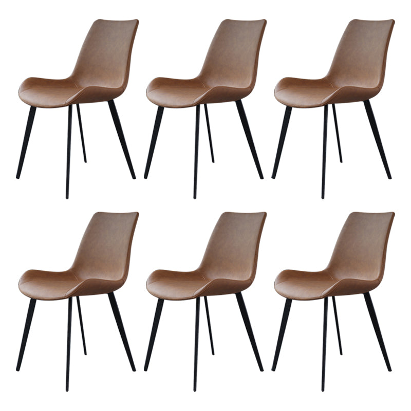 Contemporary Restaurant Leather Side Chair Matte Finish Parsons Dining Chairs Brown 6 Piece Set Clearhalo ' kitchen&dining_furn' 'Dining Chairs' 'Dining Tables & Seating' 'dining_chair' 'furn' 'furn_dining_chair' 'Furniture' 'furniture_dining_chair' 'Kitchen & Dining Furniture' 'kitchen' 3955985