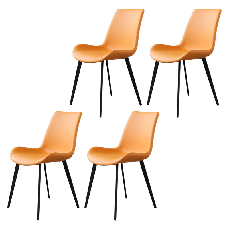 Contemporary Restaurant Leather Side Chair Matte Finish Parsons Dining Chairs Orange 4 Piece Set Clearhalo ' kitchen&dining_furn' 'Dining Chairs' 'Dining Tables & Seating' 'dining_chair' 'furn' 'furn_dining_chair' 'Furniture' 'furniture_dining_chair' 'Kitchen & Dining Furniture' 'kitchen' 3955989