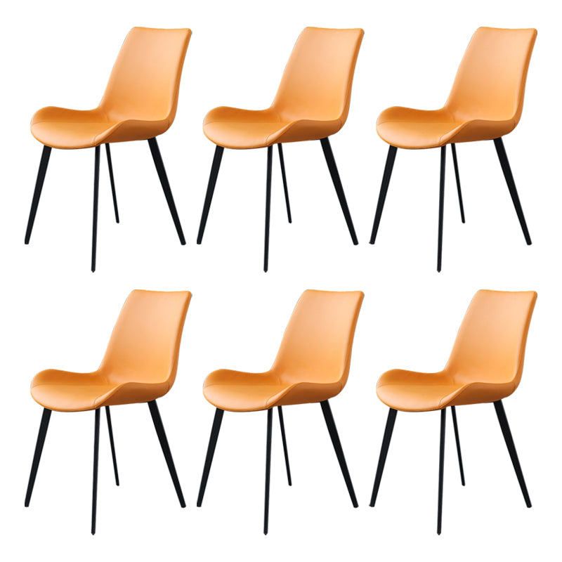 Contemporary Restaurant Leather Side Chair Matte Finish Parsons Dining Chairs Orange 6 Piece Set Clearhalo ' kitchen&dining_furn' 'Dining Chairs' 'Dining Tables & Seating' 'dining_chair' 'furn' 'furn_dining_chair' 'Furniture' 'furniture_dining_chair' 'Kitchen & Dining Furniture' 'kitchen' 3955992