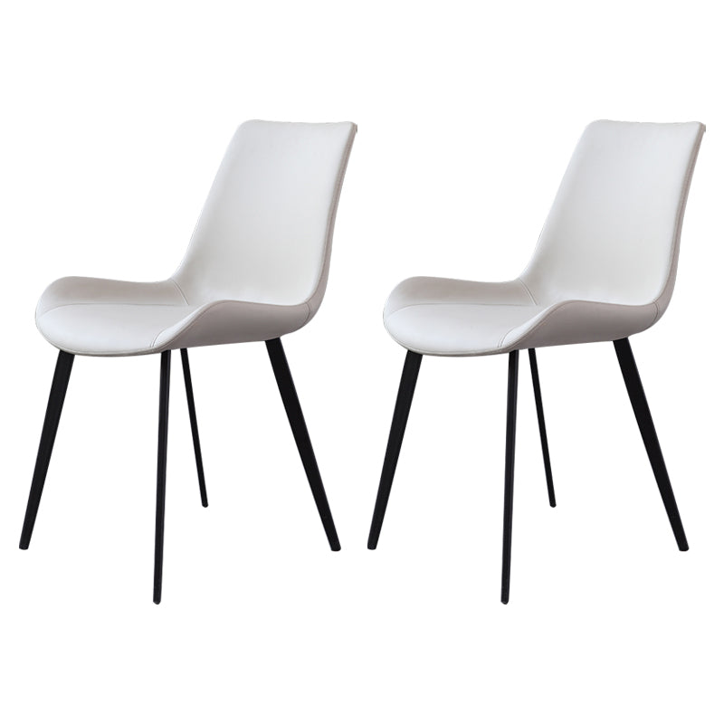 Contemporary Restaurant Leather Side Chair Matte Finish Parsons Dining Chairs White 2 Piece Set Clearhalo ' kitchen&dining_furn' 'Dining Chairs' 'Dining Tables & Seating' 'dining_chair' 'furn' 'furn_dining_chair' 'Furniture' 'furniture_dining_chair' 'Kitchen & Dining Furniture' 'kitchen' 3955994