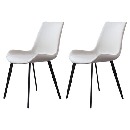Contemporary Restaurant Leather Side Chair Matte Finish Parsons Dining Chairs White 2 Piece Set Clearhalo ' kitchen&dining_furn' 'Dining Chairs' 'Dining Tables & Seating' 'dining_chair' 'furn' 'furn_dining_chair' 'Furniture' 'furniture_dining_chair' 'Kitchen & Dining Furniture' 'kitchen' 3955994