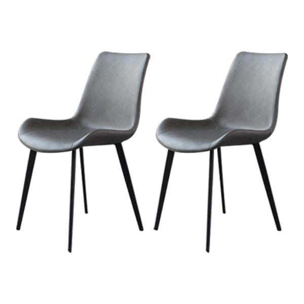 Contemporary Restaurant Leather Side Chair Matte Finish Parsons Dining Chairs Grey 2 Piece Set Clearhalo ' kitchen&dining_furn' 'Dining Chairs' 'Dining Tables & Seating' 'dining_chair' 'furn' 'furn_dining_chair' 'Furniture' 'furniture_dining_chair' 'Kitchen & Dining Furniture' 'kitchen' 3955999